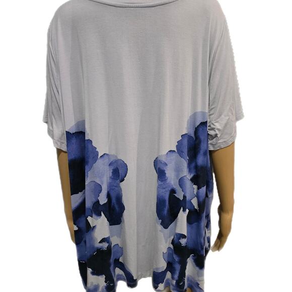 H by Halston Blue Watercolor Print Top 3X - Picture 4 of 6
